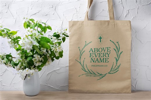 Christian Eco Tote Bag – Philippians 2:9 Scripture Canvas Tote - Etsy
