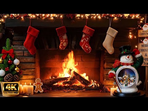 Fireplace Christmas Music 4K 🔥Ambience Classical Christmas Music with Fire Crackling for Calm