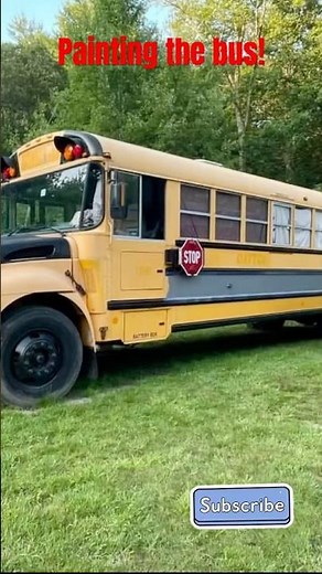 Painting the bus #busbuild #busconversion #skoolie #bus #painting #homestead #buslife