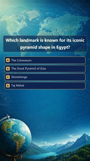 Geography Quiz | Which landmark is known for its iconic pyramid shape in…
