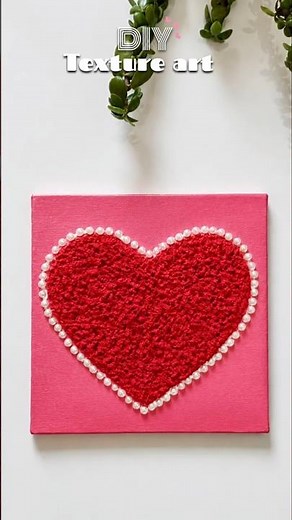 DIY Texture Art ❤️ Easy Heart Canvas Wall Decor | Satisfying Craft #shorts