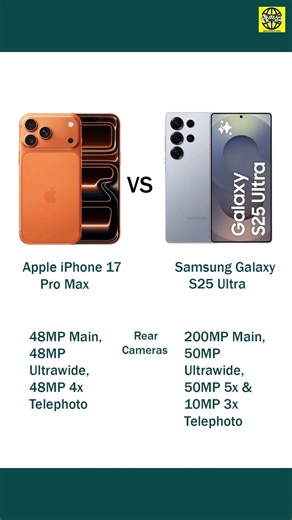 Apple iPhone 17 Pro Max Vs Samsung Galaxy S25 Ultra. #compersion #top #smartphone #mobile