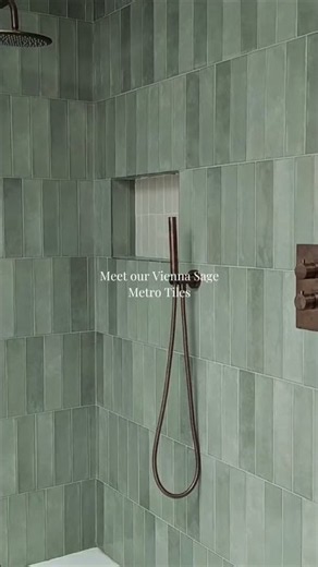 Vintage bathroom inspiration | Vienna Sage Green Metro Tiles