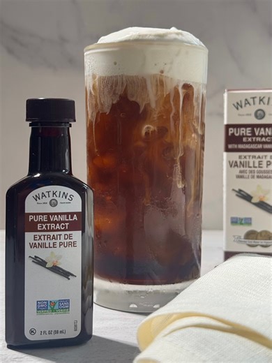 8.7K views · 151 reactions | Create your own café-quality cold brew this summer with an easy vanilla cold foam made with Watkins Pure Vanilla Extract. | Watkins | Facebook