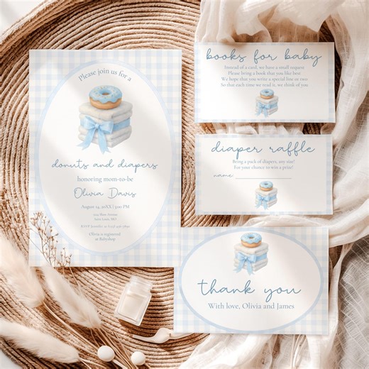Donuts and Diapers Boy Baby Shower Invitation Bundle - Adorable Template for Your Baby Sprinkle Event BS292 - Etsy