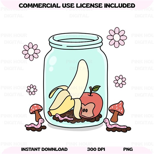 Cute Compost Jar PNG, Whimsical Eco Friendly Clipart, Cottagecore Garden Compost Illustration, Sustainable Living PNG, Commercial Use - Etsy