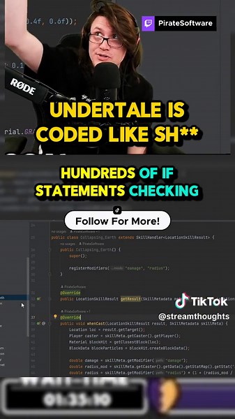 Undertale is coded like sh**! Credit: PirateSoftware on Twitch #piratesoftware #undertale #programming #indiegame