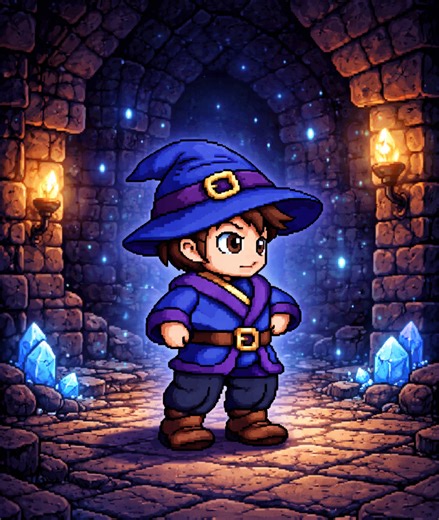 Cute Pixel Wizard – 2D Sprite Sheet & Animations (RPG/Fantasy) by DaR7HVaD3R