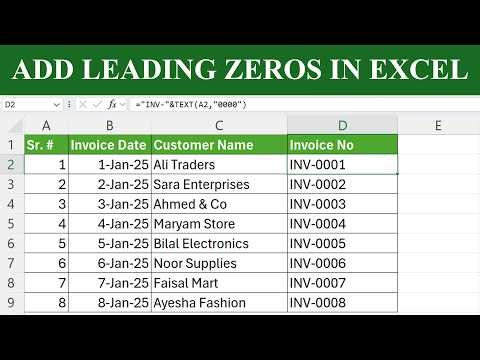 TEXT Function in Excel | Create Invoice Numbers with Leading Zeros