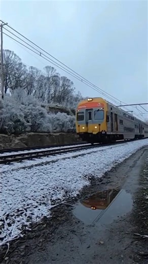 V Set train V21 through Clarence on a snowy August day 2020 #trainspotting