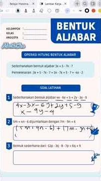 Yuk kita belajar menyederhanakan Bentuk Aljabar #mathcha #maths #bentukaljabar #studymathwithicha