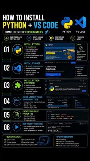 🐍 Install Python + VS Code in Minutes! Step-by-Step 💻..#codinglife #tipsandtricks #trendingshorts