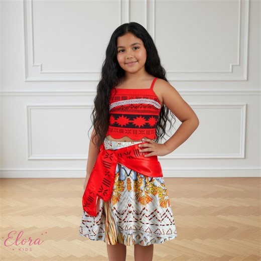 Tropical Princess Costume, Moana Inspired Girl Dress, Island Style Kids Outfit, Birthday Party Dress, Summer Dress Up - Etsy