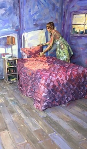 Soaking up the sunrise ☀️ model: Ashley Murnane-Snively #alexameade #painting #livepainting