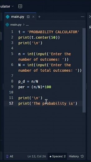 Calculate probability using python #trending #trycoding #yt #coding #phython #code #learnpython