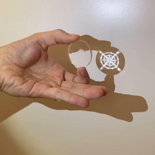 Caustic lens projecting a compass