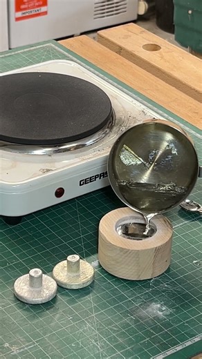 Cast pewter for woodturning #woodworking #woodturning