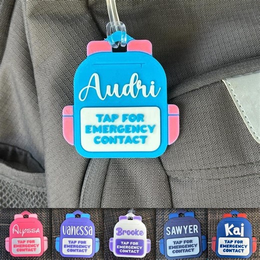 Personalized NFC Emergency Contact Backpack Tag: Waterproof 3D Printed - Etsy