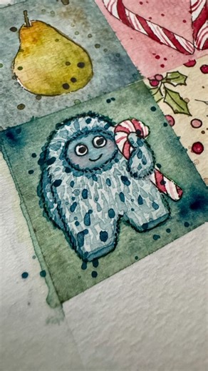 m r s g o o d w i n on Instagram: "December Daily Doodle - Day 6: yeti Why wasn’t yeti on the list? This is a plush yeti friend that lives on a shelf here at home and this is an example of overworking a painting. 🙃 For more information about this challenge: beckandrose.com 🎨 SUPPLIES USED: Strathmore Watercolor Journal Tombow Fudenosuke brush pen (ink) Pentel water brush (watercolor) Daniel Smith & M. Graham watercolors liner brush (for spattering) #dailydoodlechallenge_12_25"