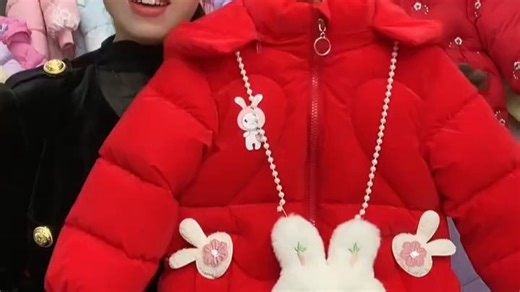 G.duck小黄鸭女童棉服2025冬季新款红色美拉德免洗加绒加厚棉袄羽绒棉红色+包包90身高加10拍