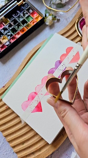 Watercolor Valentine's Day Card Tutorial with Cookie Cutter
