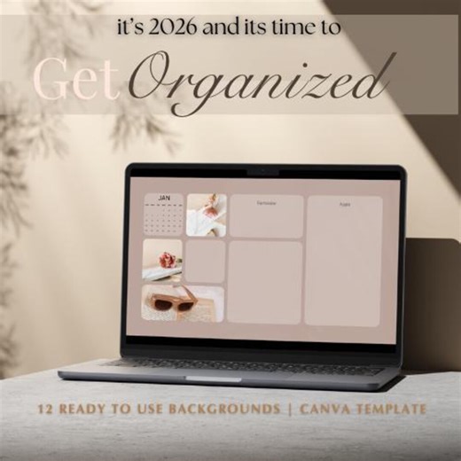 2026 Blush Aesthetic | Year-round Minimalist Desktop Background Set: 12 Monthly Designs Ready to Use + Editable Canva Template + Folder PNG - Etsy
