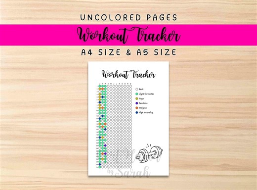 Workout Tracker Printable | Yearly Fitness Log, Health & Wellness Planner (digital Download) - Etsy
