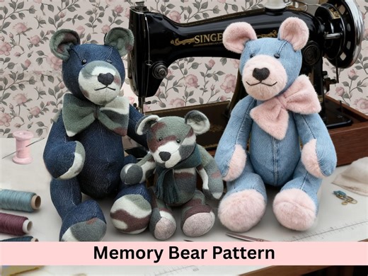Memory Bear Sewing Pattern - 2 Sizes With Step by Step Instructions, Easy Memorial Keepsake. 'tunstall' Memory Bear by Thimblecat Designs - Etsy Canada