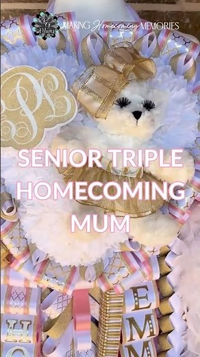 Senior Pink & Gold Triple Heart Homecoming Mum | HOCO 2024 How to Make #texas
