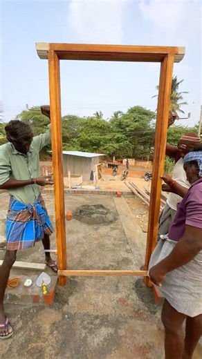 Excellent! Teak Wood Door frame Installation #shorts