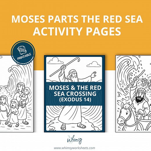 Moses Red Sea Printable | Bible Story Craft for Kids | Sunday School Activity for Children | Exodus 14 | Homeschool Christian Education - Etsy