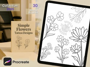 30 Flower Fine Line Brushes for Procreate – Hand-drawn Botanical Brush Set - Etsy