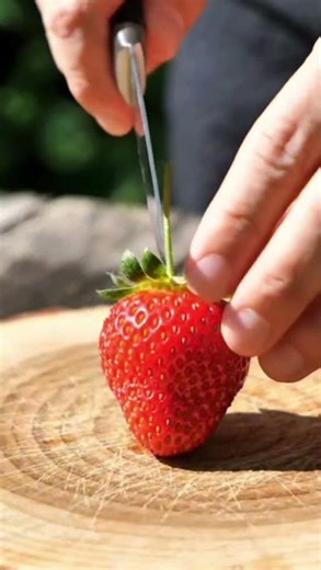 Satisfying stawberry slicing from the tree #asmr