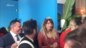 Paris Jackson arrives in the Myer Marquee at Flemington