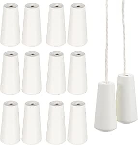 DECHOUS 12Pcs Window Blind Wood Cord Pulls: White Decorative Shade Pull Cord Knobs Drops End for Home Office Window Roman Blinds or Shades Accessories
