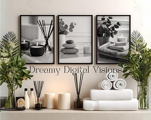 Set of 3 Relaxing Spa Bathroom Prints, Minimalist Black and White Bathroom Art, Tranquil Spa Decor for Bathroom or Wellness Home Decor - Etsy