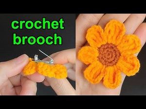 How to Crochet a Sunflower Brooch🌸 in 10 MINUTES! Easy and detailed Step by Step Easy Crochet Brooch