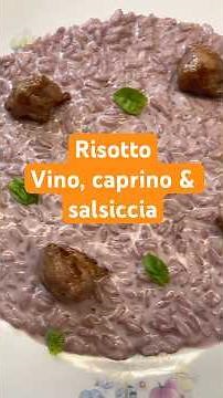 Risotto with red wine, sausage, and goat cheese. Copied from: ​⁠​@chefmirkoronzoni #risotto #wine...