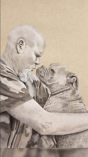 Portrait drawing with graphite and white charcoal on toned paper