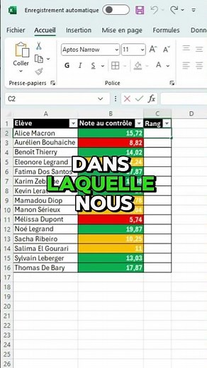 Effectuer un classement avec la fonction RANG #excel #tuto #formation #astuce #exceltips