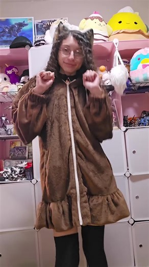 oh! Here's the gift I received! It's a fluffy hoodie with bunny ears, it's all I need for a cozy day! Don't I look cozy? #fluffyhoodie #bunnyears #cozyday #thegift