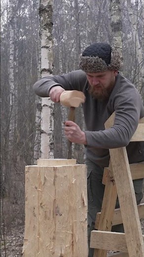 build traditional hewn workshop #logcabin #wilderness #woodworking