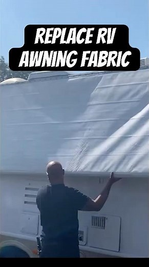 How I Replaced An RV Awning Fabric | Electric Awning Arms #rvmaintenance #rvrepair #awning🛠️