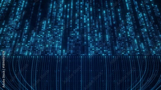 Binary Code Zeros Ones Data Flow Neural Network Visualization with Digital Nodes, Big Data AI Machine Learning Algorithm System, Digital Technology Background for Artificial Intelligence Concept