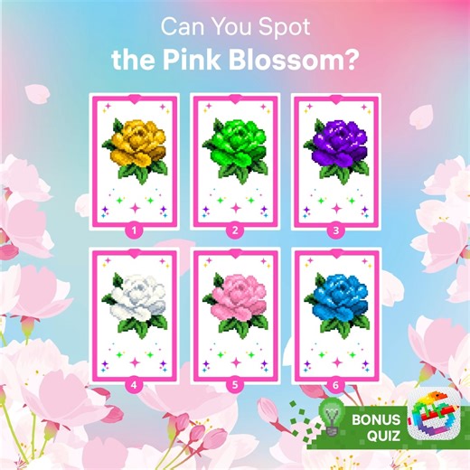 192K views · 364 reactions | Can you solve this card puzzle?  Spot the card with a pink cherry blossom  Share your answer below ⬇️⬇️ #PixelArtQuiz | Pixel Art - Color by Number | Facebook