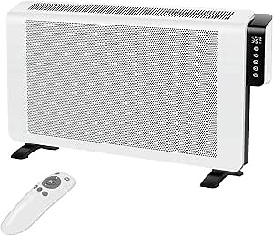Convection Space Heaters for Indoor Use Large Room, 1500W Infrared Bathroom Heater with Remote, IPX4, 24Hrs Timer, Stand & Wall Panel Heater with Adjustable Thermostat for Office Bedroom Use