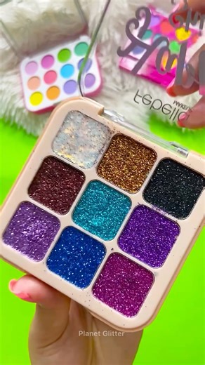 ASMR Planet Glitter Colors Satisfying Unboxing & Review Makeup Kit Set Pink Sounds Video Blind Bag