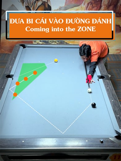 ĐƯA BI CÁI VÀO ĐƯỜNG ĐÁNH Coming into the Zone Đây là một trong những nguyên tắc quan trọng nhất khi điều bi. Giúp bạn giảm sai số về lực, từ đó cải thiện khả năng điều bi của bạn #Tuanmonkey #Billiards #billiard #ZeroxD