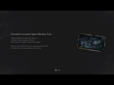 Decoded Corroded Cipher Machine Text Location / Solution And Reward - Lies of P: Overture