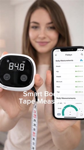 This smart body tape measure makes tracking progress so much easier. Measures arms, waist & more — and even helps when shopping for clothes. Syncs straight to the app so you can see changes over time ✨ #smarttapemeasure #bodytracking #fitnessprogress #womensfitness